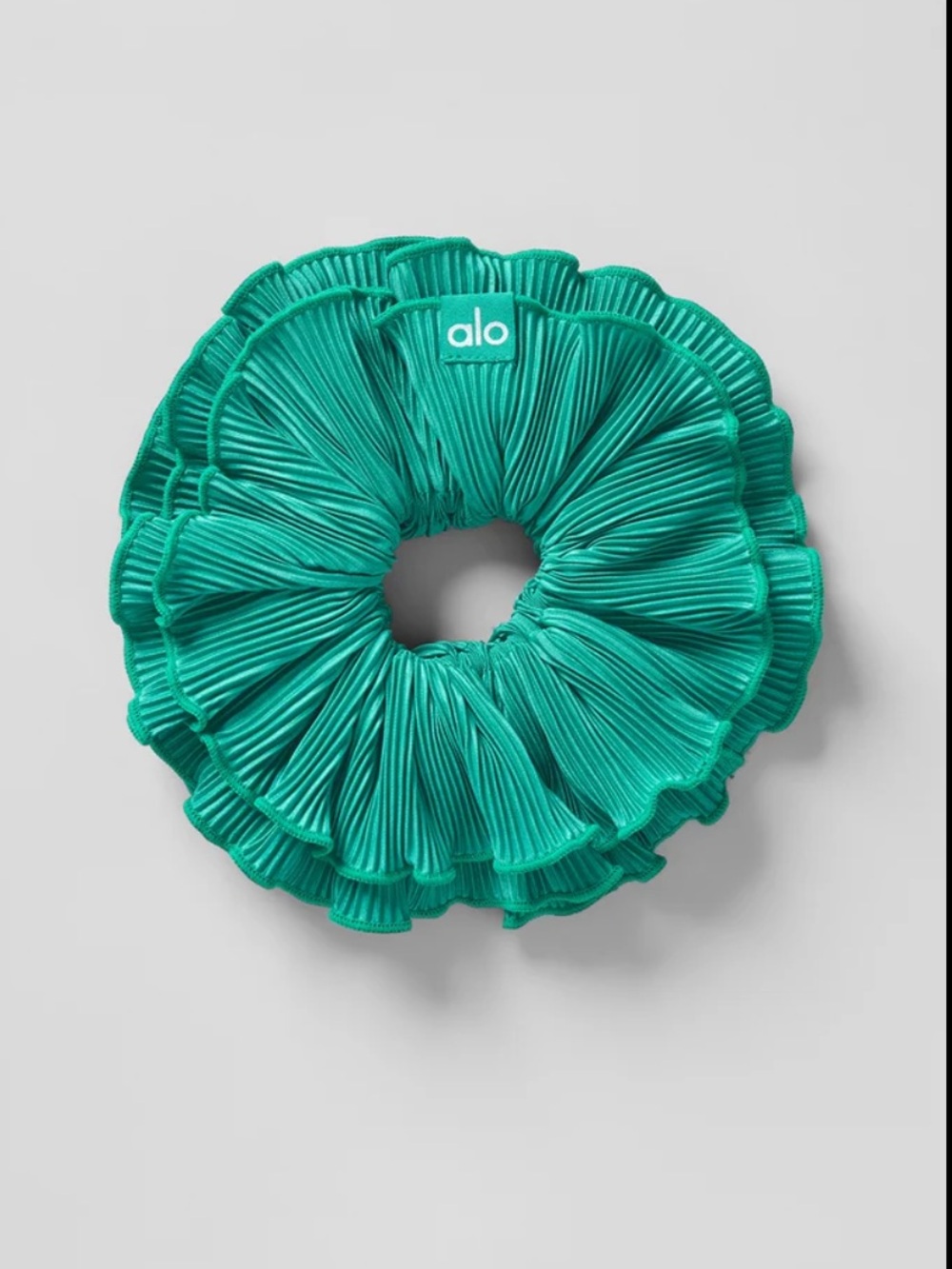 ALO Yoga Ruffled Scrunchie in Teal Green